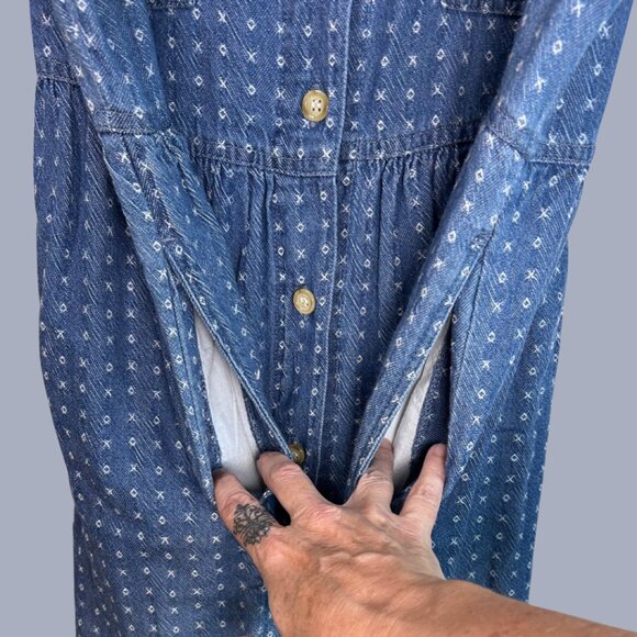Vintage 80s Mizz Lizz Button Front Denim Shirt Dress - Picture 4 of 12